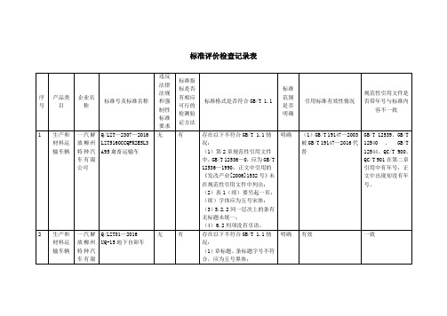 标准评价检查记录表