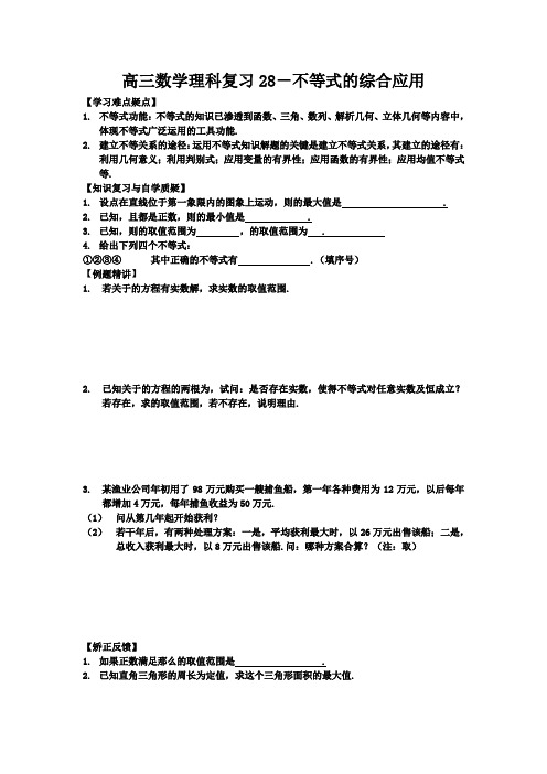 28高三数学理科复习28----不等式的综合应用