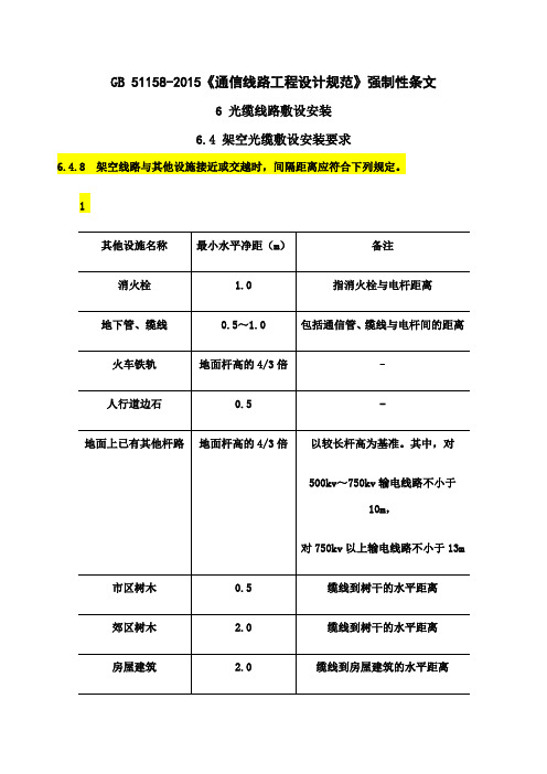 GB1精选15通信线路工程设计规范强制性条文