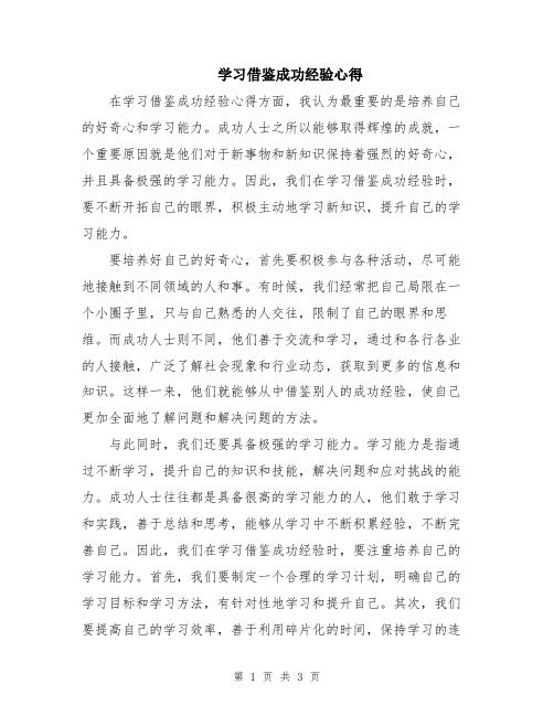 学习借鉴成功经验心得