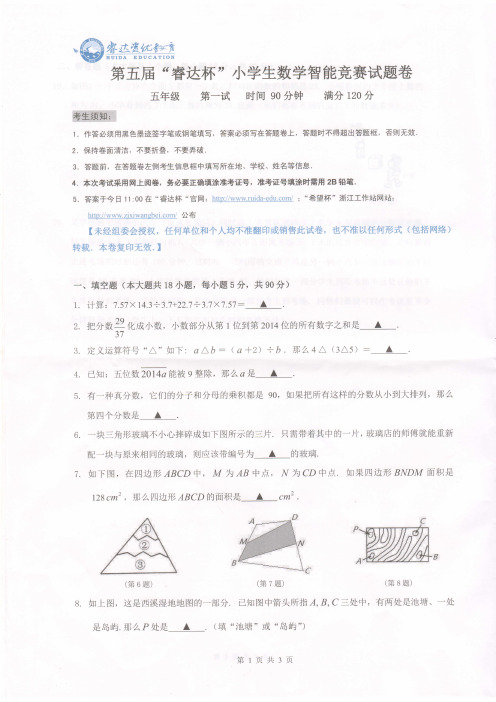 2015年第五届睿达杯数学五年级第一试试卷