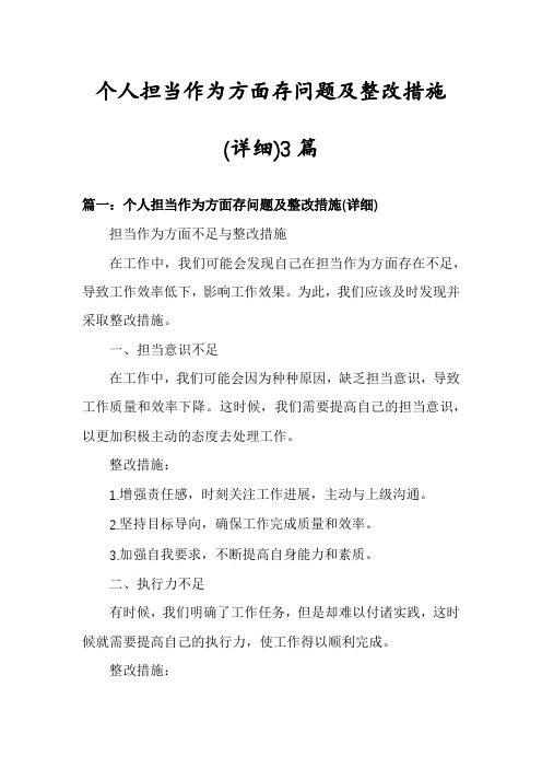 个人担当作为方面存问题及整改措施3篇