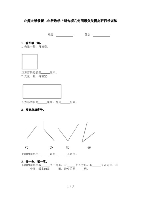 北师大版最新二年级数学上册专项几何图形分类提高班日常训练