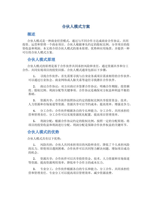 合伙人模式方案