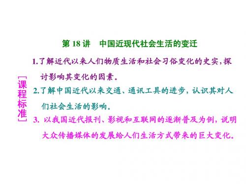 2016高考历史(人教版)一轮总复习：第18讲中国近现代社会生活的变迁(共55张PPT)