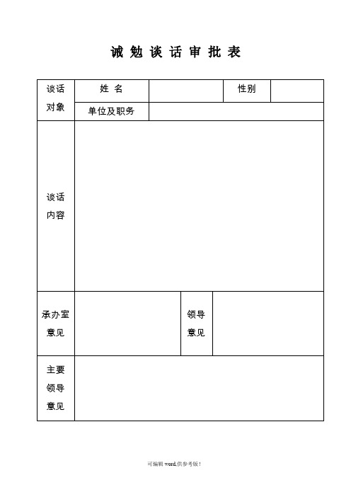 诫 勉 谈 话 审 批 表