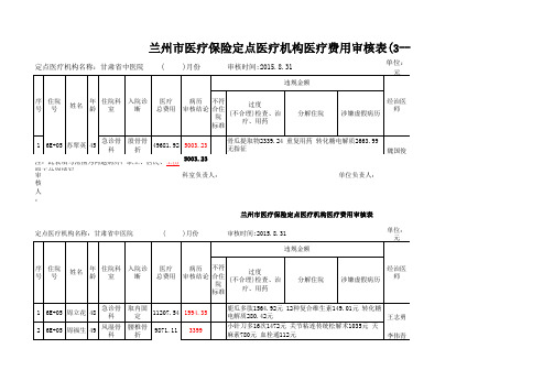 甘肃省中医院工伤病历审核(表一)