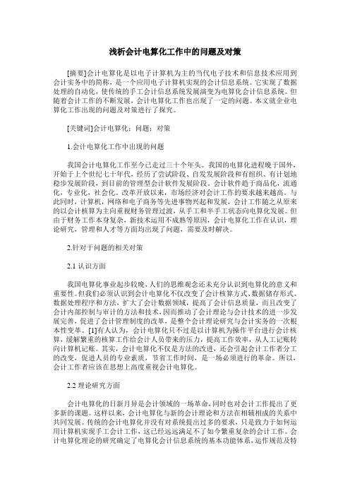 浅析会计电算化工作中的问题及对策