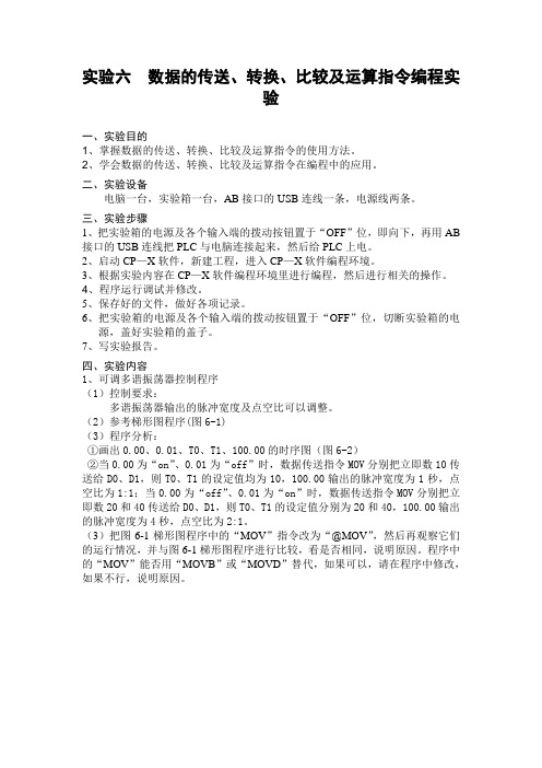 数据的传送、转换、比较及运算指令编程实验