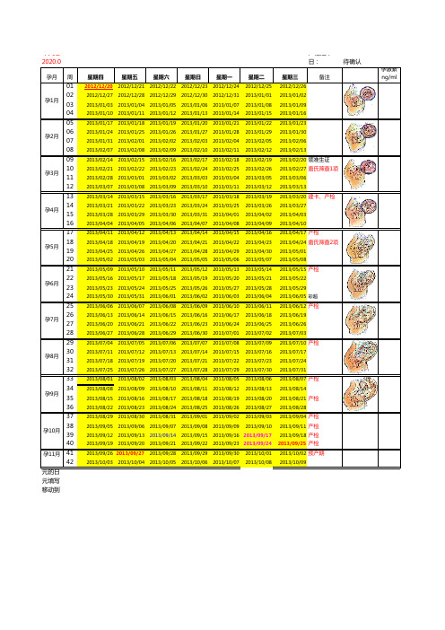 怀孕40周胎儿发育每周情况表-新版