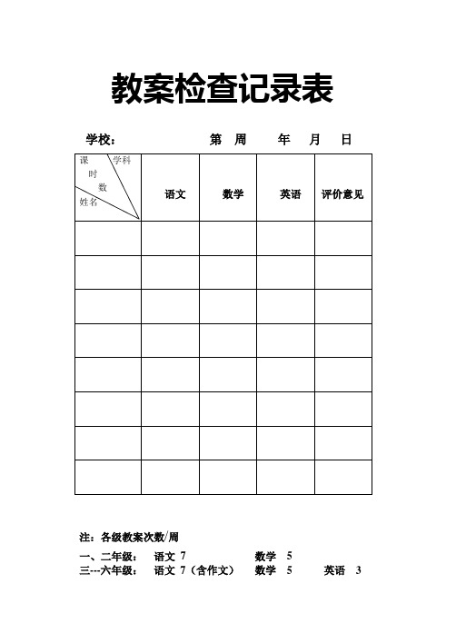 学校教案作业检查记录表