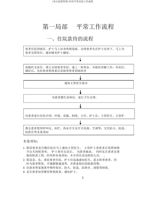 (各行流程管理)外科日常入院工作流程