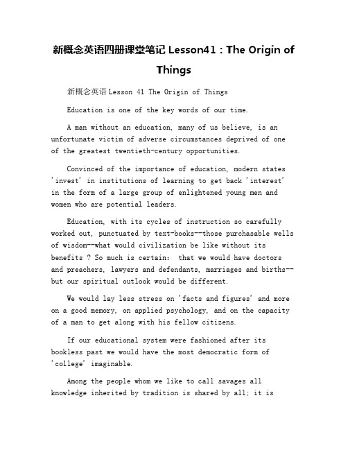 新概念英语四册课堂笔记 Lesson41：The Origin of Things