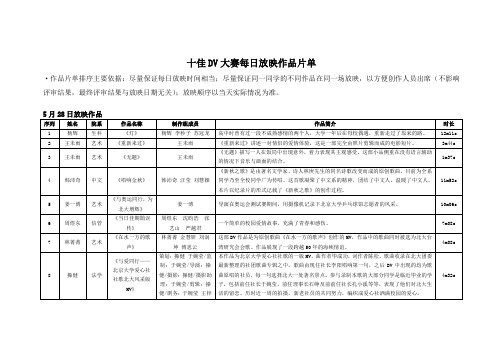 十佳DV大赛每日放映作品片单