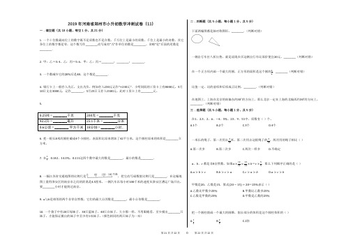 2019年河南省郑州市小升初数学冲刺试卷(11)