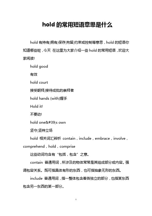 hold的常用短语意思是什么