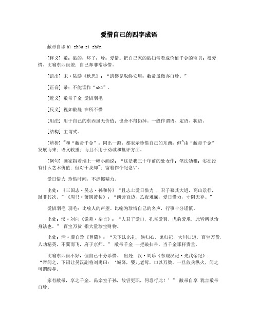 爱惜自己的四字成语