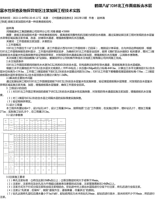 鹤煤八矿3205北工作面底板含水层富水性探查及物探异常区注浆加固工程技术实践