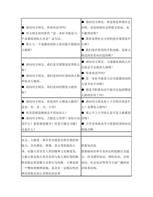 积累知识更重要——【攻辩问题】五之二