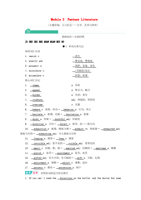 高考英语一轮复习选修6Module2FantasyLiterature学案(含解析)外研版