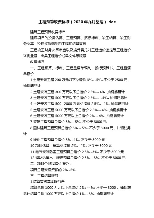 工程预算收费标准（2020年九月整理）.doc