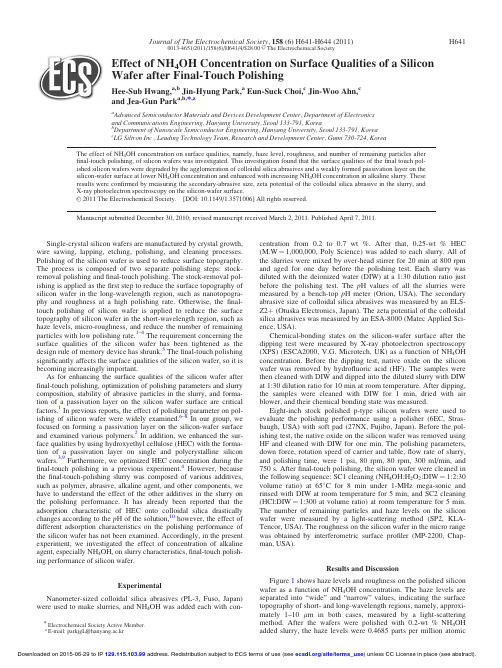 Effect of NH(4)OH Concentration on Surface Qualities of a Silicon Wafer after Final-Touch Polishing