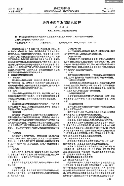 沥青路面早期破损及防护