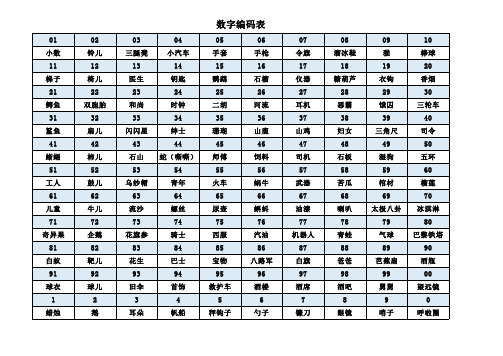 超强记忆力-数字编码表