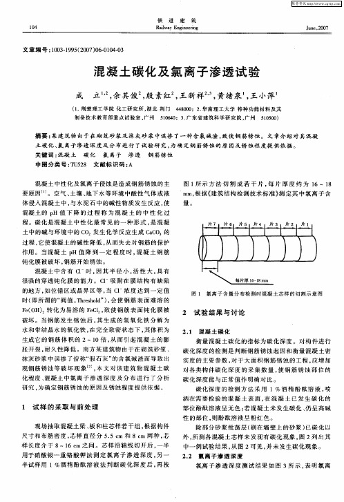 混凝土碳化及氯离子渗透试验