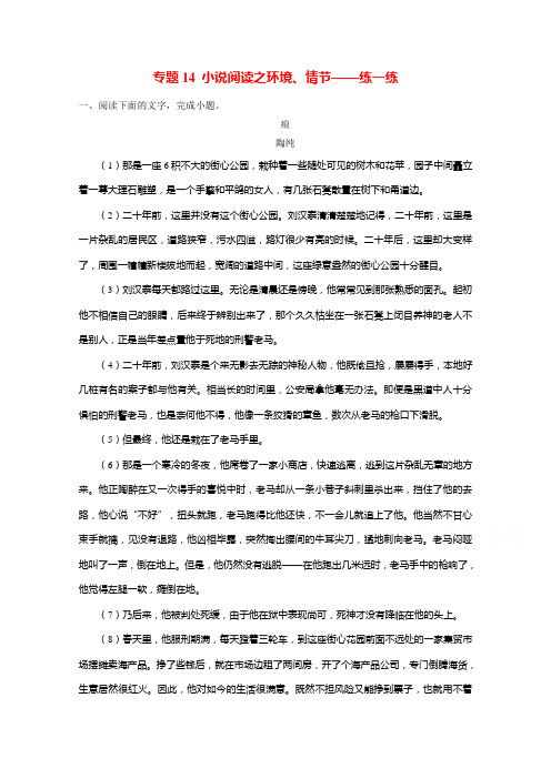 2015年《寒假总动员》高三语文寒假作业(背学练测)专题14 小说阅读之环境、情节(练)(解析版 )]