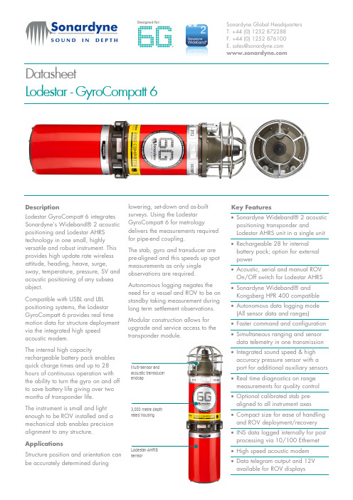 sonardyne 罗德斯塔-陀螺配件 6 数据表说明书