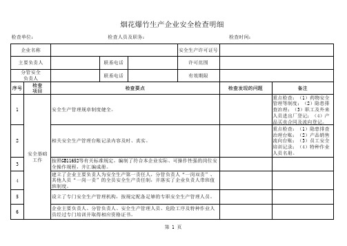 烟花爆竹生产企业安全检查明细