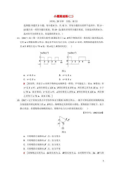 2018版高考物理二轮复习小题提速练2201802284141