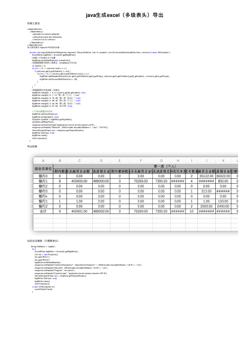 java生成excel（多级表头）导出