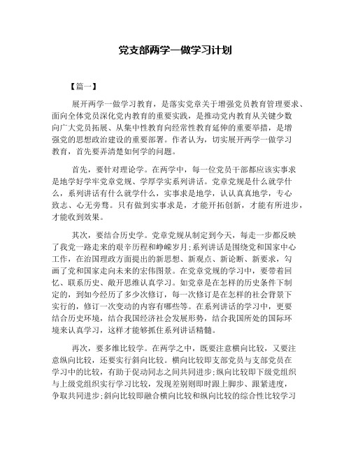 党支部两学一做学习计划