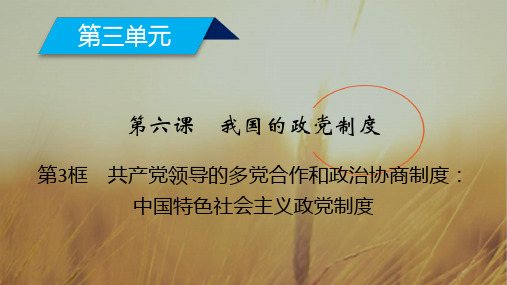 2017-2018学年高中政治必修二课件：第6课 第3框 共产党领导的多党合作和政治协商制度中国特色