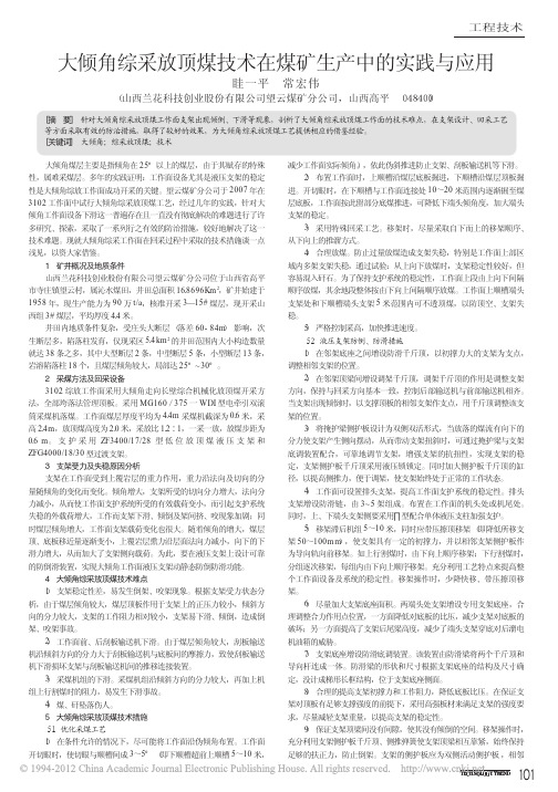 大倾角综采放顶煤技术在煤矿生产中的实践与应用_眭一平