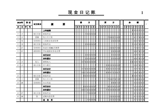 现金日记账excel 