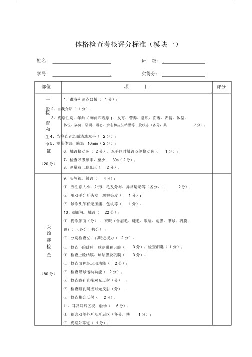 体格检查考核评分标准标准.doc