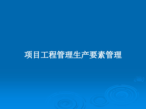 项目工程管理生产要素管理PPT教案