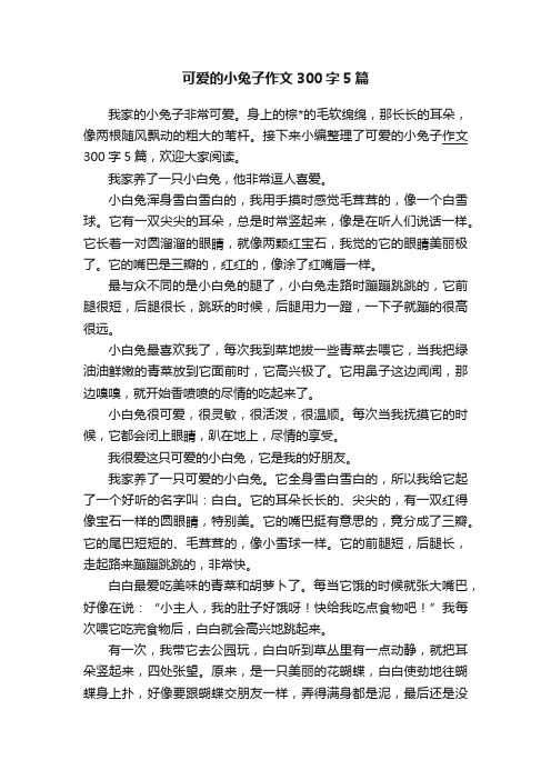 可爱的小兔子作文300字5篇