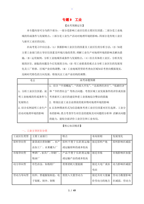 2012高三地理复习(真题+模拟)专题9 工业(教师版)