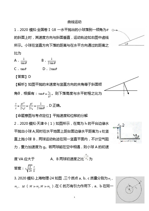 超全高考物理2021年复习试题- 曲线运动(含答案解释)