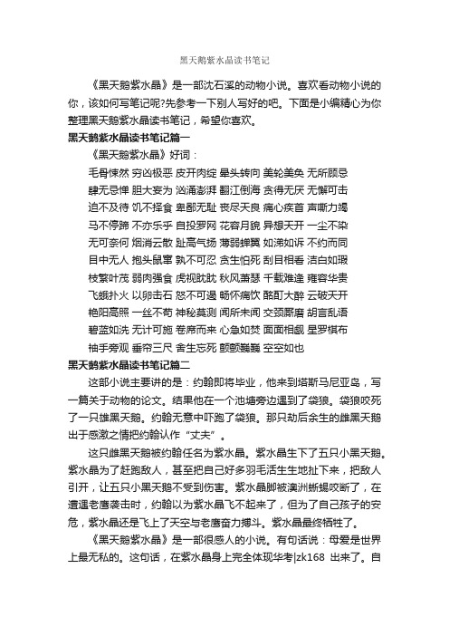 黑天鹅紫水晶读书笔记_作文750字_读书笔记_