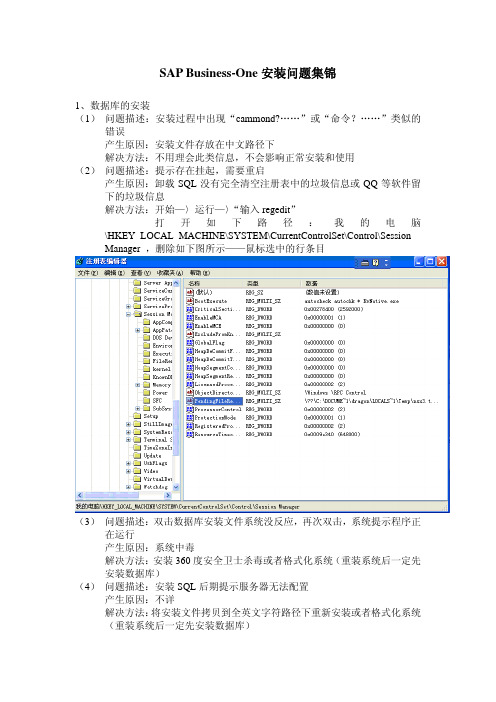 SAP Business-One安装问题集锦