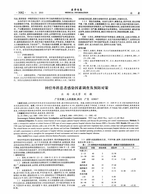 神经外科患者感染因素调查及预防对策