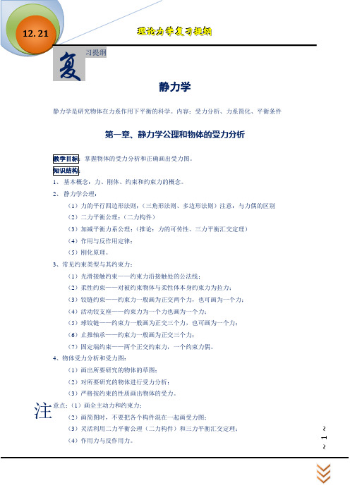 理论力学复习提纲资料