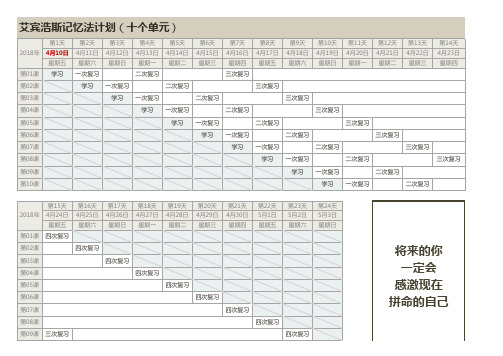 艾宾浩斯记忆法计划表学习规划表