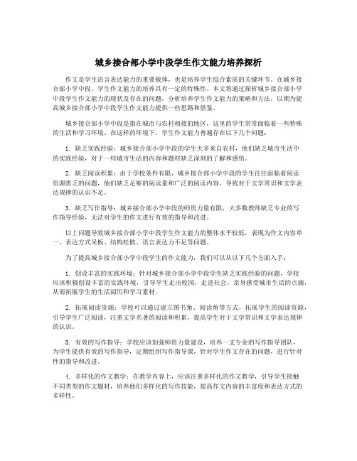 城乡接合部小学中段学生作文能力培养探析