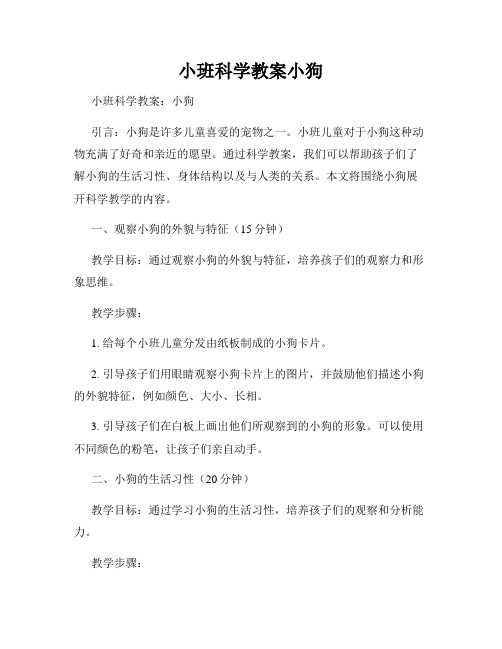 小班科学教案小狗